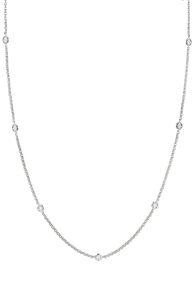 Diamond Dot Necklace, 14k White Gold & Diamonds